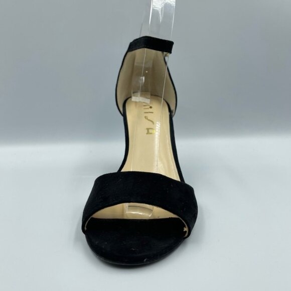 Unisa Black Suede Ankle Strap Wedge Sandals | Open Toe Dress Heel Size 7.5 - Picture 8 of 10